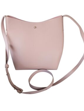 Samara Minimalist Blush Pink Crossbody Bucket Bag by ZWAKAR